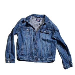 Place Jean Jacket Y2k NWOT Trucker Womens L 10 12 Blue Button Up Grunge Preppy